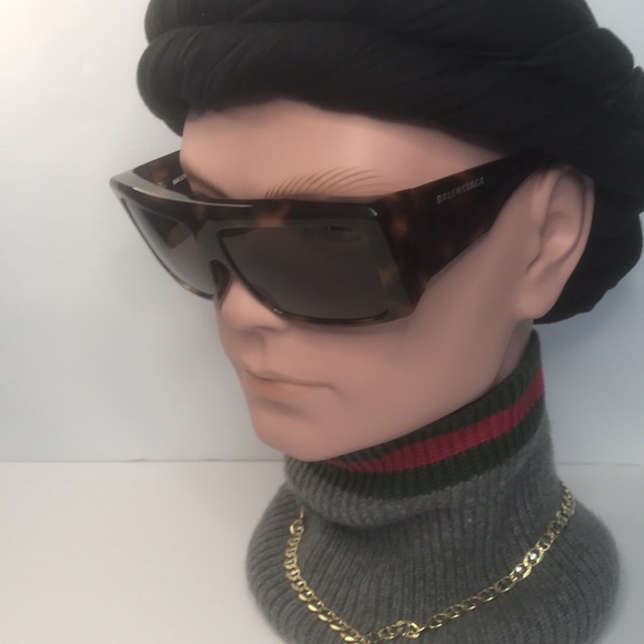Auth - New  - BALENCIAGA Brown Rectangular Unisex Sunglasses BB0002S 002 63 - Picture 1 of 13